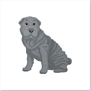 Blue Shar-Pei Dog Posters and Art